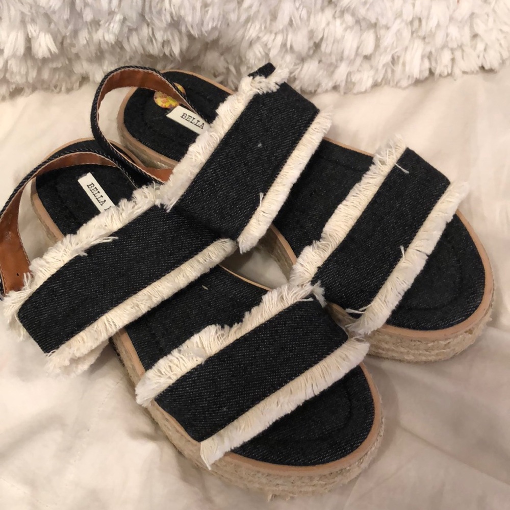 Denim platform espadrilles